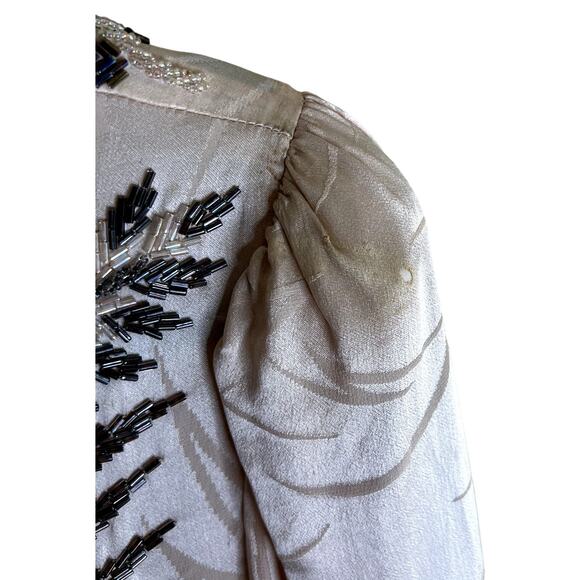 Francesca of Damon Midi Shift Dress Women Size 8 100% Silk Vintage Beaded - Picture 6 of 13